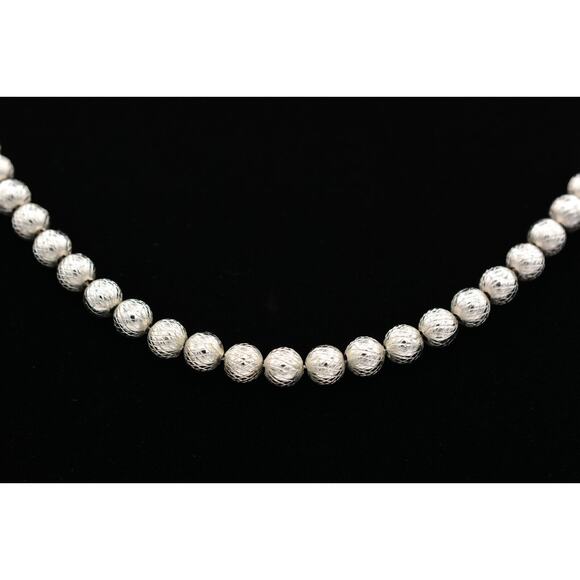 Crown Trifari Vintage Beaded Necklace Silver Ball Chain Textured Signed 40s BinY - Picture 1 of 12